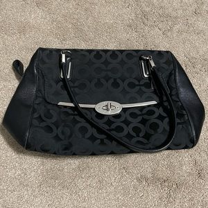 Coach Madison Madeline Satchel Black Turnlock Section Signature ‘C’ Pattern